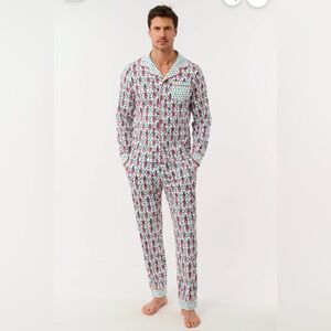 NWT Roller Rabbit Mens Monkey Mas Patchwork Long Sleeve Polo Pajamas XL